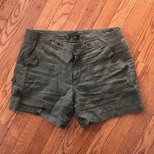 Sanctuary Linen Shorts - Dark Olive Green